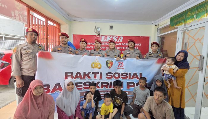 Subdit 5 Tipidsiber Polda Sulsel Anjangsana ke Panti Asuhan Bagikan Sembako Dalam Rangka Memperingati HUT Reserse ke-78