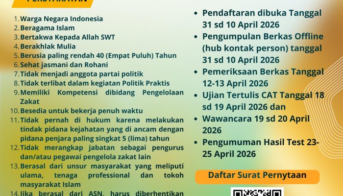 Pemkot Makassar Buka Seleksi Komisioner BAZNAS 2026–2031, Pendaftaran Hingga 10 April
